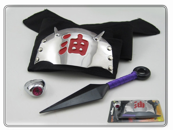 Naruto Jiraiya Red Headbelt and Purple Shuriken SetSet
