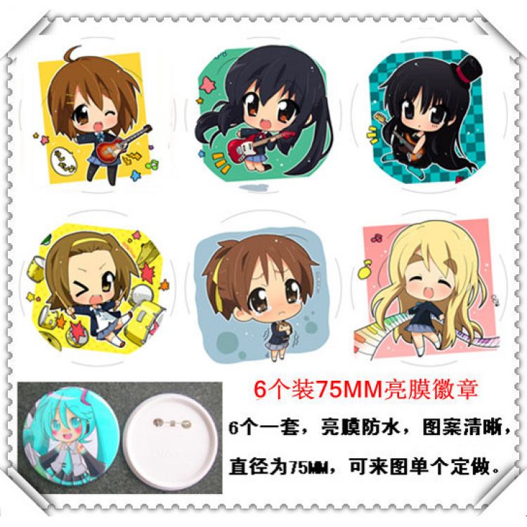 K-ON! Waterproof  Brooch(price for 6 pcs) random selection