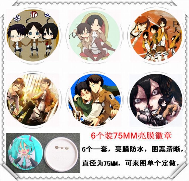 Shigeki No Kyojin Brooch Sets(6 pcs a set) random selection