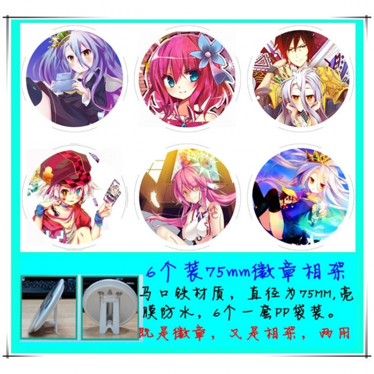 NO GAME NO LIFE  Photo frame 75MM 6 pcs for 1 set