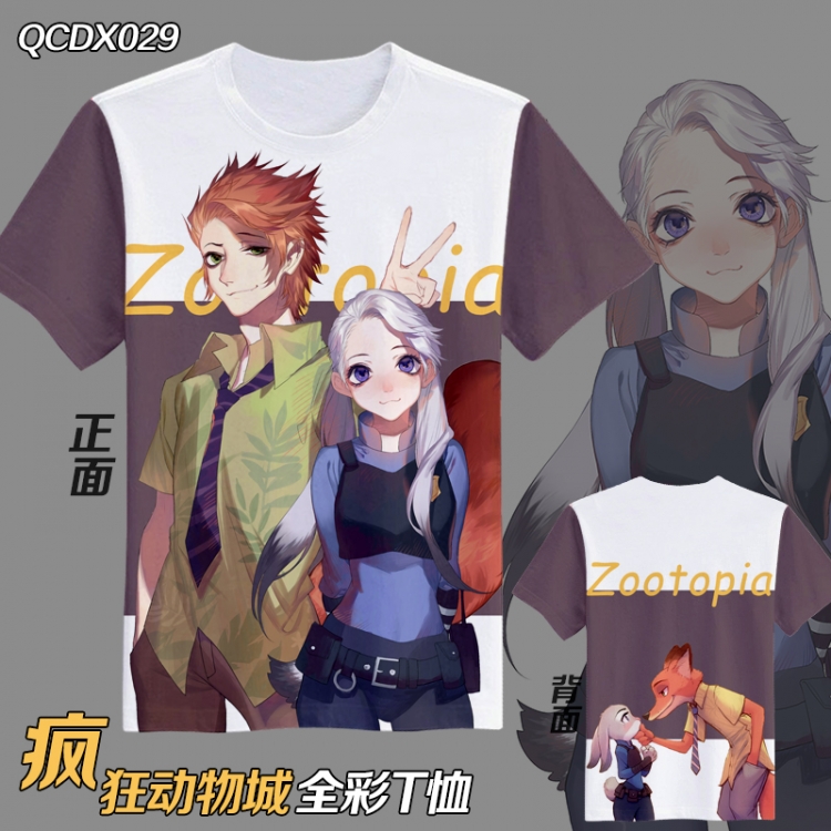 QCDX029-Zootopia  Full color Anime Micro Fiber short-sleeved T-shirt M L XL XXL