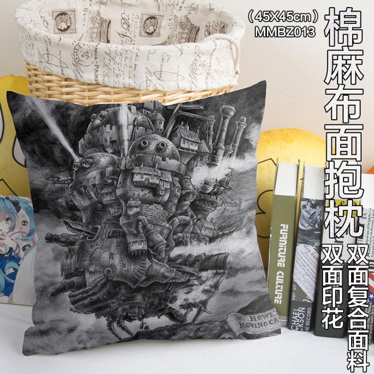 MMBZ013-Howl's Moving Castle Double sides Full color cotton pillow 45X45CM can be customized