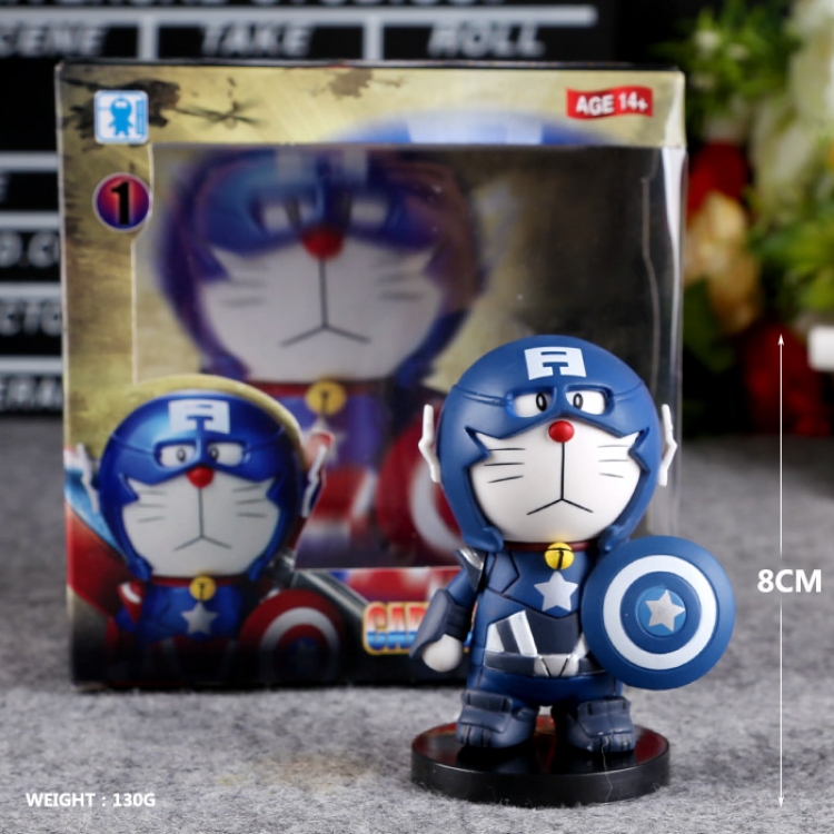 Doraemon COS Captain America Figure 8CM