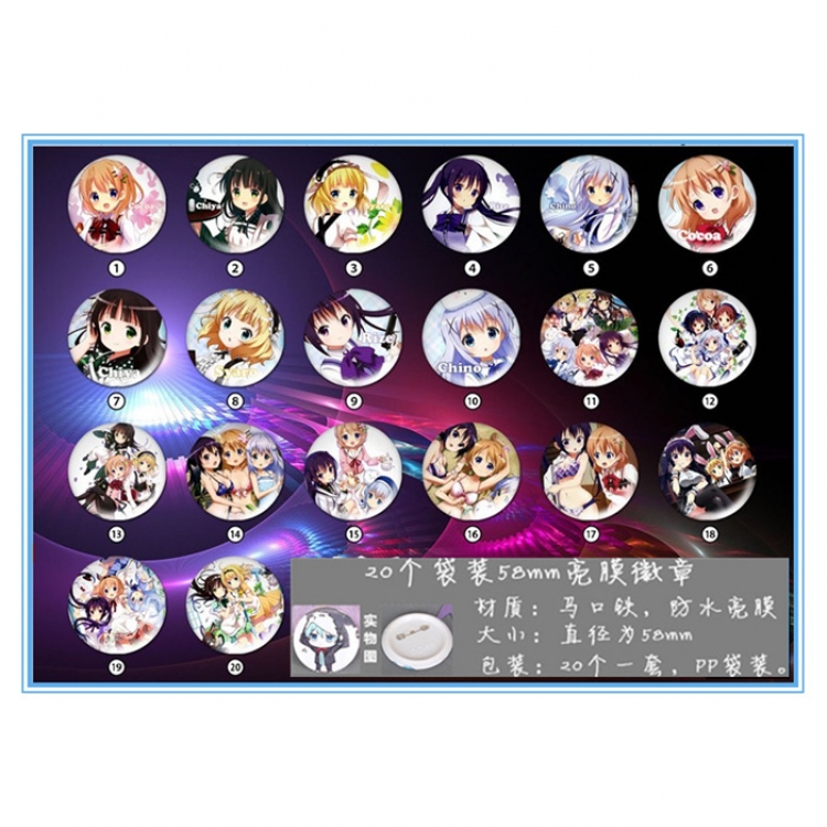 Gochuumon wa Usagi Desu ka Brooch price for 20 pcs a set