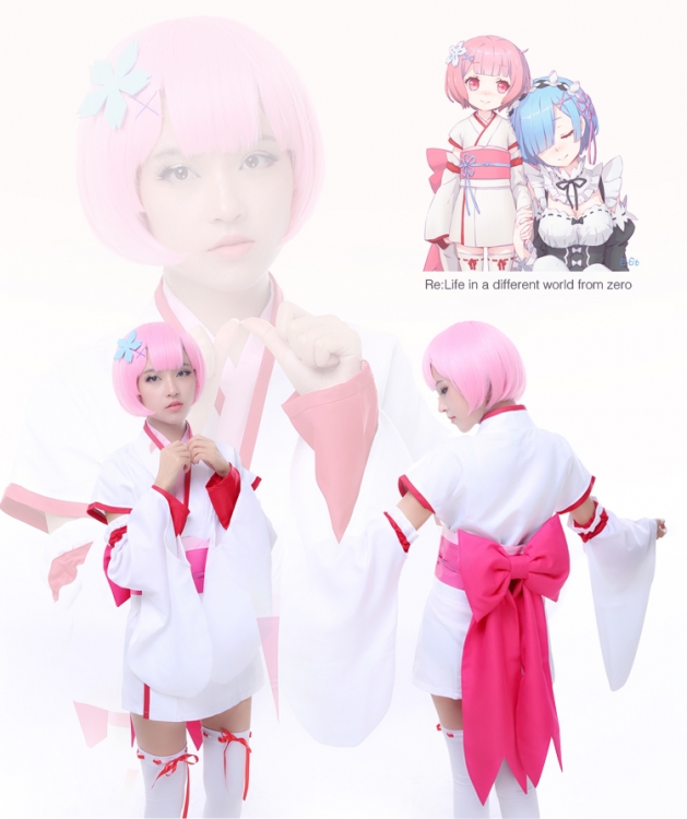 Re:Zero kara Hajimeru Isekai Seikatsu  Ram Cos Wig and Cosplay Dress (with sock but no hair)S-XL price for 2pcs