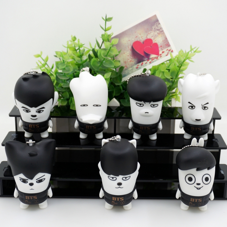 BTS pvc figure key chain price for 35pcs a set  7.5cm  Mixed