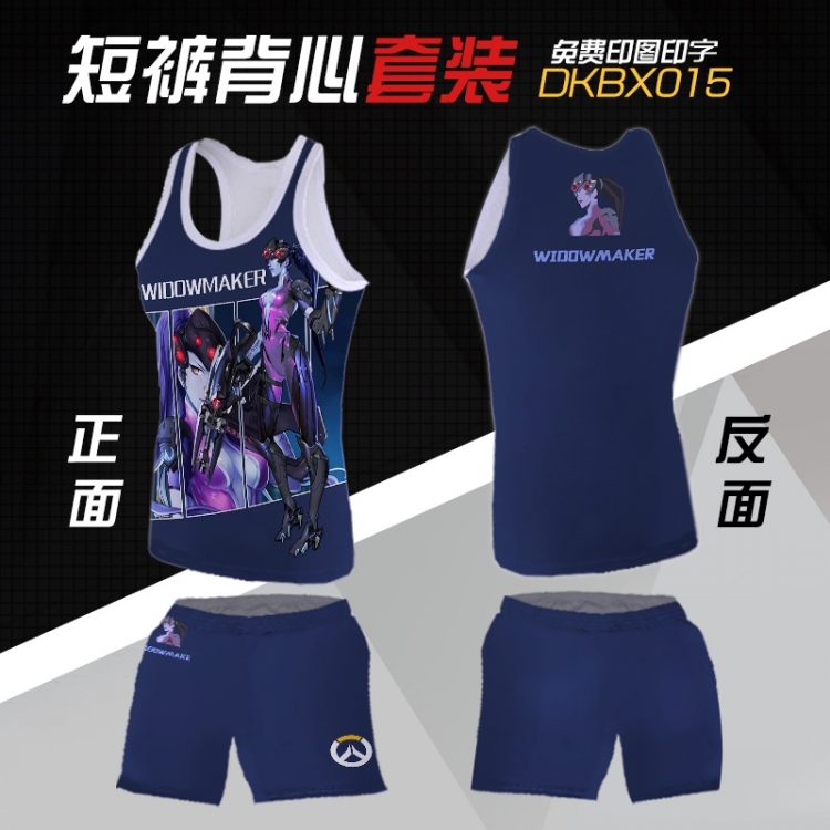 Overwatch widowmaker Mesh cloth shorts vest   A set of clothes S M L  XL  XXL