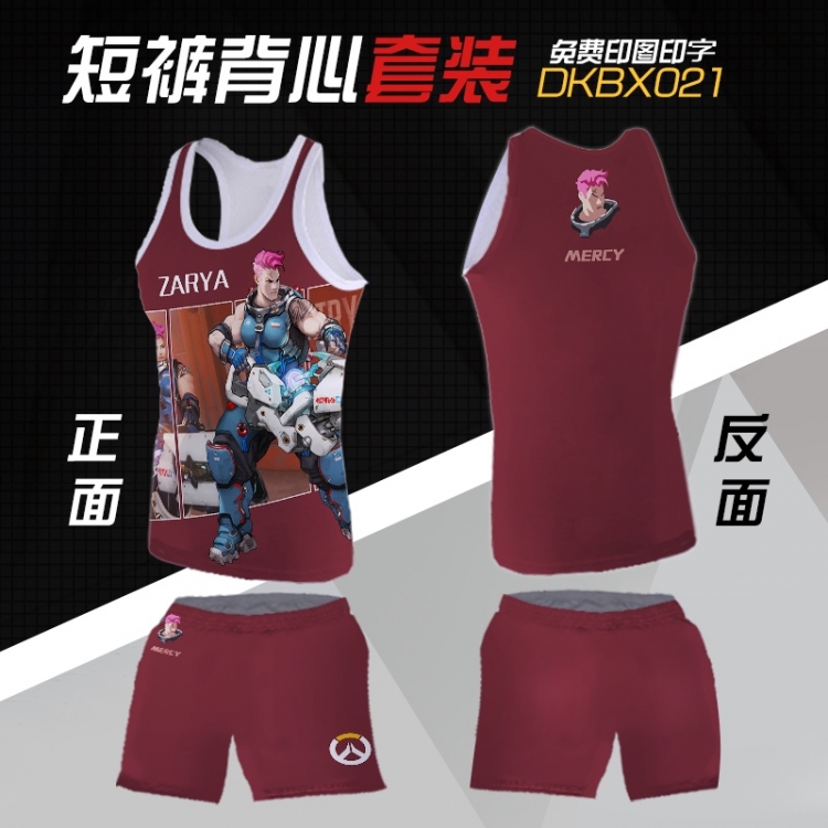 Overwatch zarya Mesh cloth shorts vest   A set of clothes S M L  XL  XXL