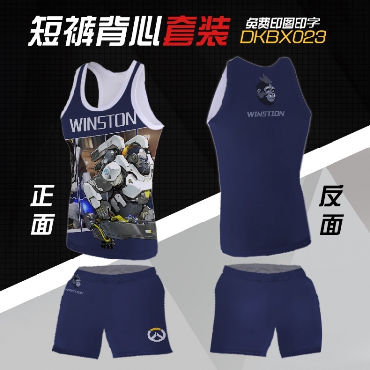 Overwatch winstion Mesh cloth shorts vest   A set of clothes S M L  XL  XXL