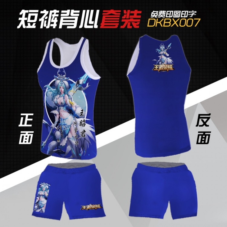 DKBX007 King glory Mesh cloth shorts vest   A set of clothes S M L  XL  XXL