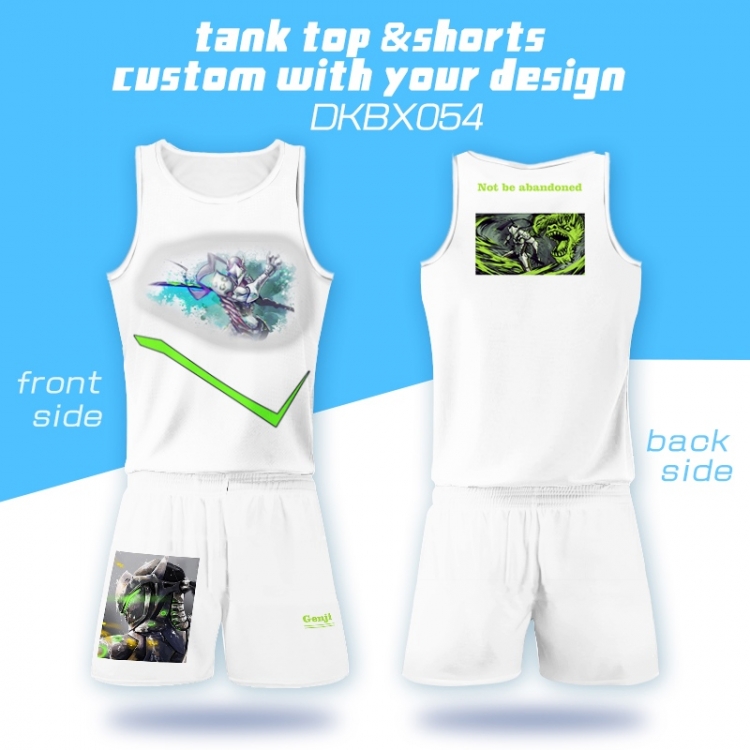Overwatch genji Mesh cloth shorts vest   A set of clothes S M L  XL  XXL
