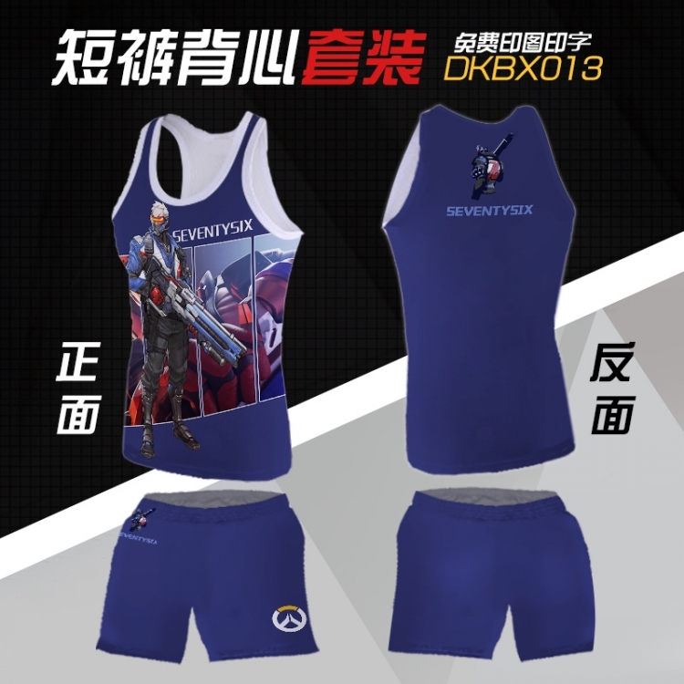 Overwatch soldier ：76 Mesh cloth shorts vest   A set of clothes S M L  XL  XXL