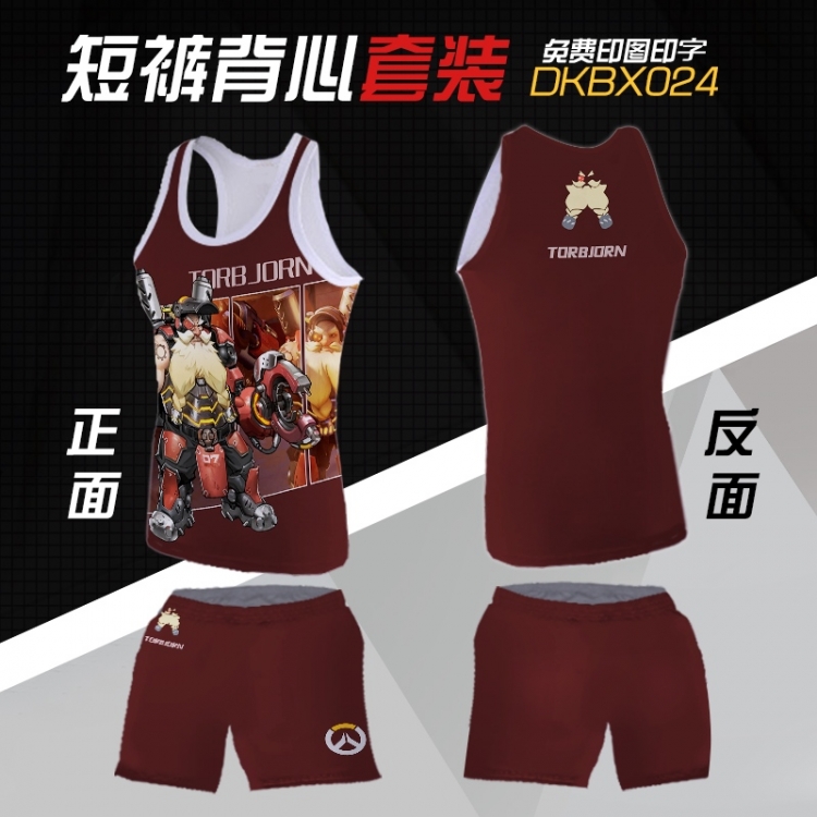 Overwatch TORBJÖRN Mesh cloth shorts vest   A set of clothes S M L  XL  XXL