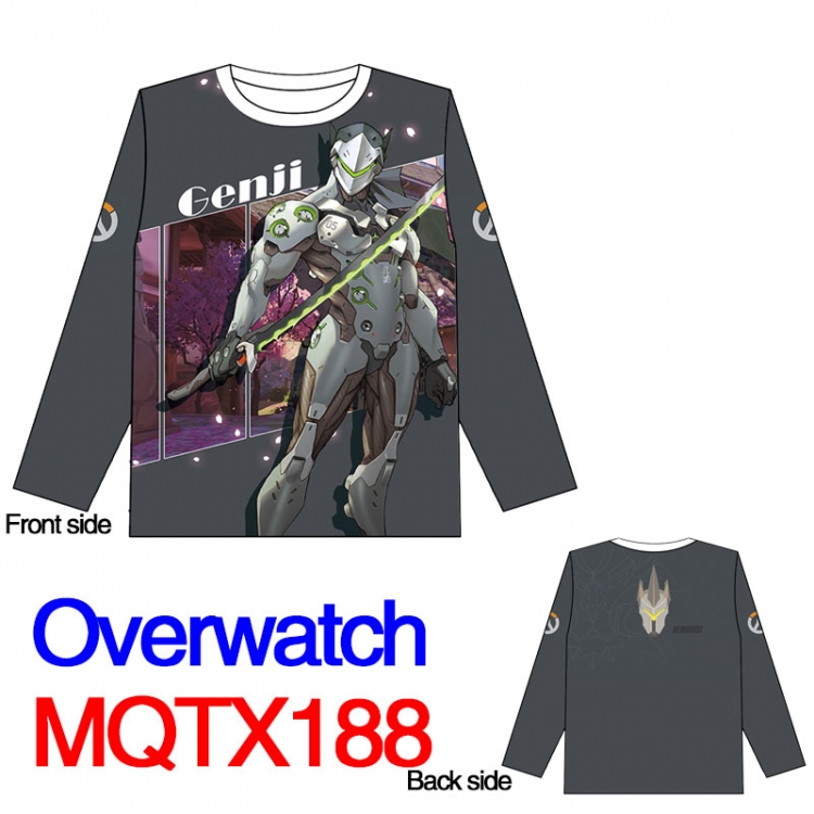 Overwatch  genji Full color round neck long sleeve T shirt M L XL XXL XXXL