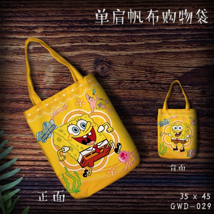 GWD029- SpongeBob Shoulder Bags  Canvas Shopping Bag 35X45CM