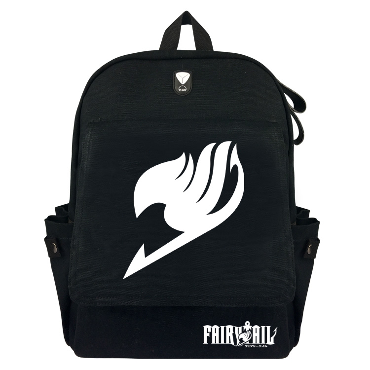 Fairy tail  Black Padded Canvas Backpack