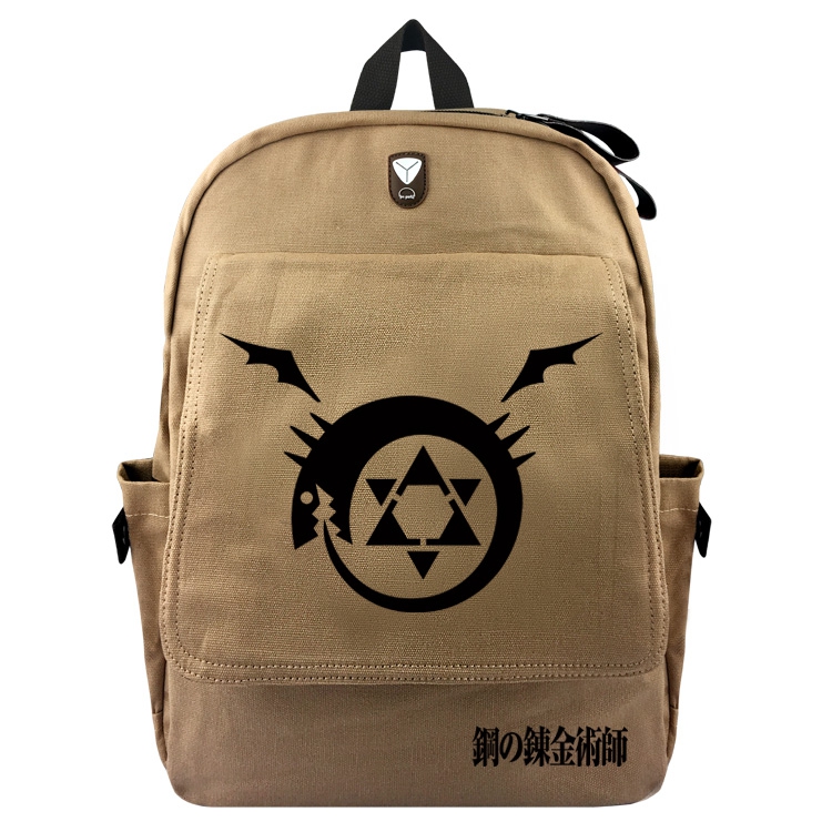 Fullmetal Alchemist  Browm Padded Canvas Backpack B