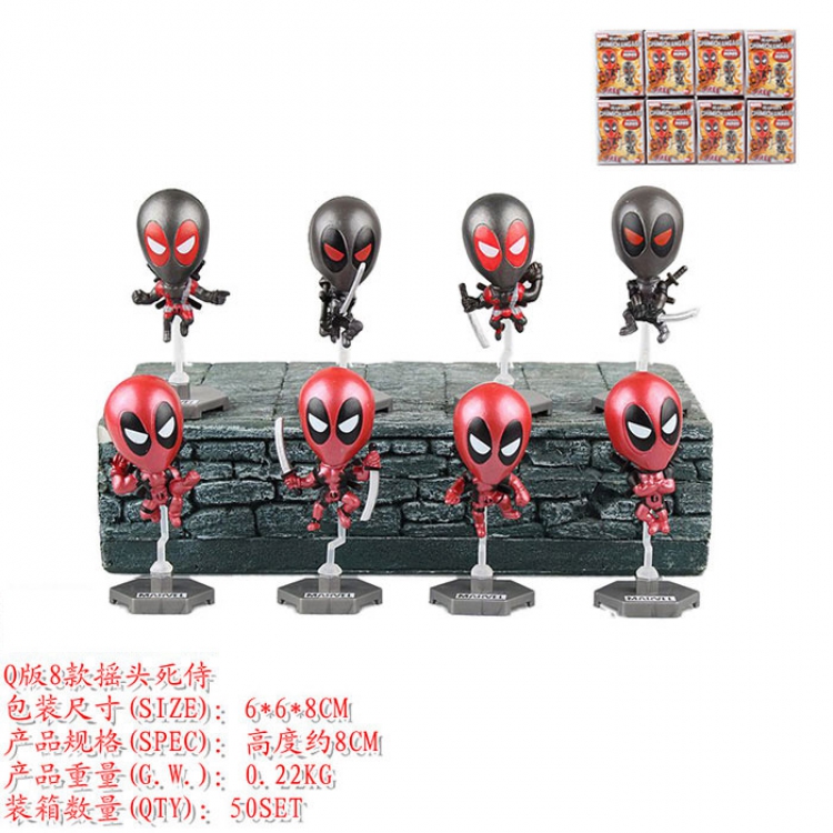 Figure Deadpool Shaking Head Ornaments price for 8 pcs a set 10CM
