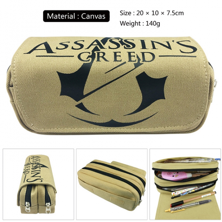 Pencil Bag  Assassin's Creed Canvas Doubel Decker Zipper