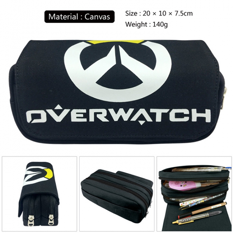 Pencil Bag Overwatch Canvas Doubel Decker Zipper