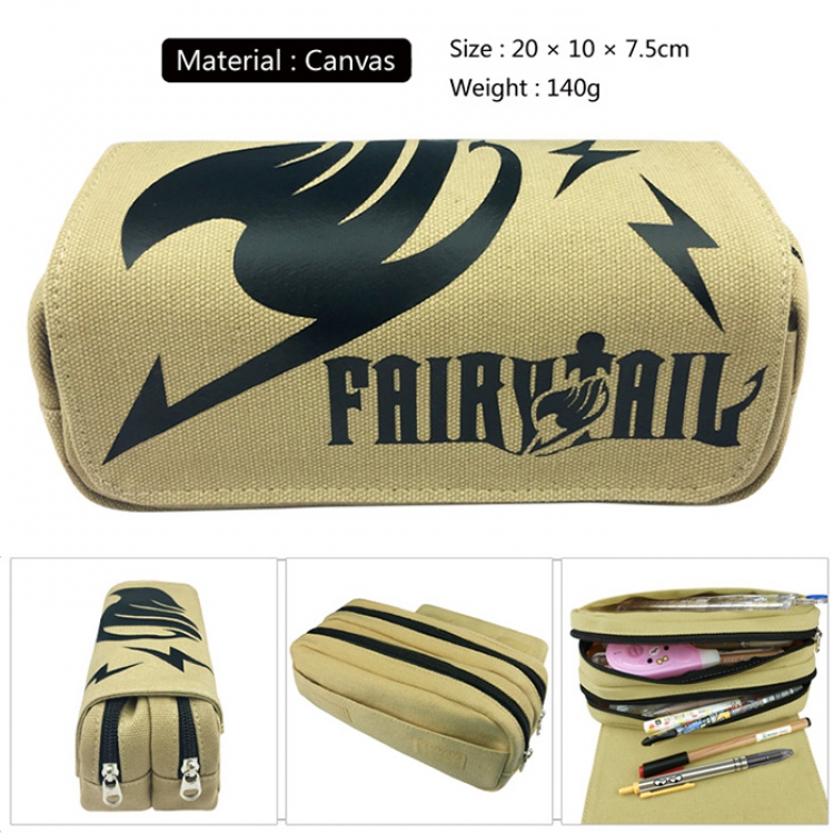 Pencil Bag Fairy tail Canvas Doubel Decker Zipper