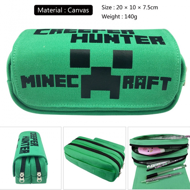 Pencil Bag Minecraft JJ Canvas Doubel Decker Zipper