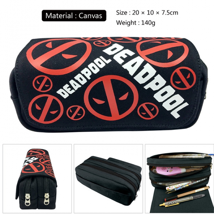 Pencil Bag Deadpool Canvas Doubel Decker Zipper