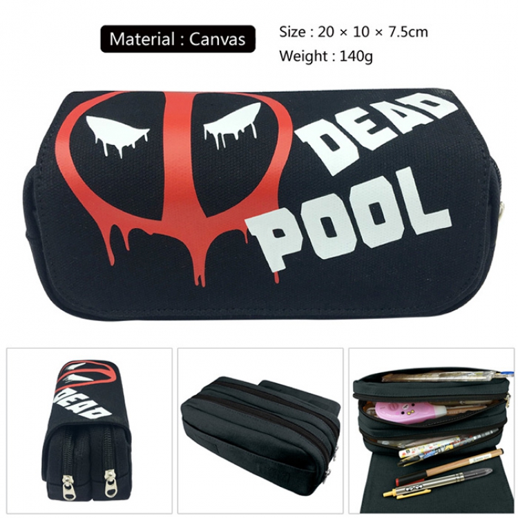 Pencil Bag Deadpool Canvas Doubel Decker Zipper