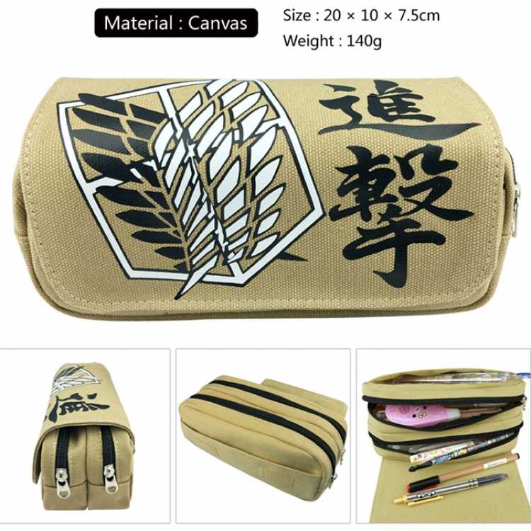 Pencil Bag Shingeki no Kyojin Canvas Double Decker Zipper
