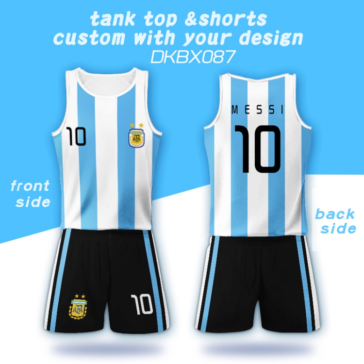 2018 FIFA World Cup Argentina Tank Top Shorts a set S M L XL XXL