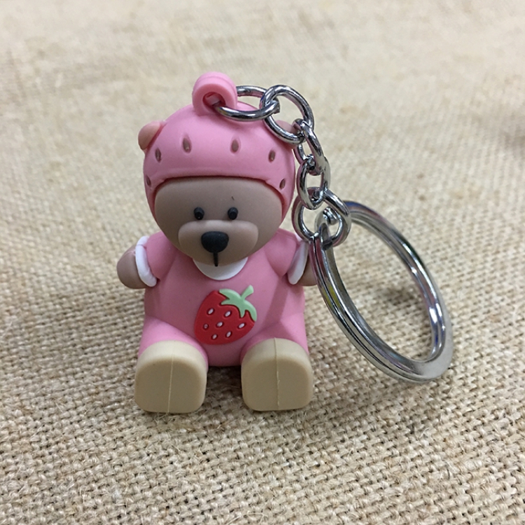 Key Chain strawberry Bear Ring holder for mobile phone