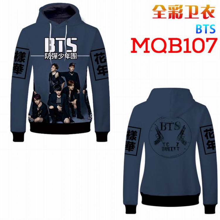 BTS sweater MQB107 patch pocket long sleeve jacket headgear with hat without zipper hip hop sweater M, LX, XL, XXL, XXXL