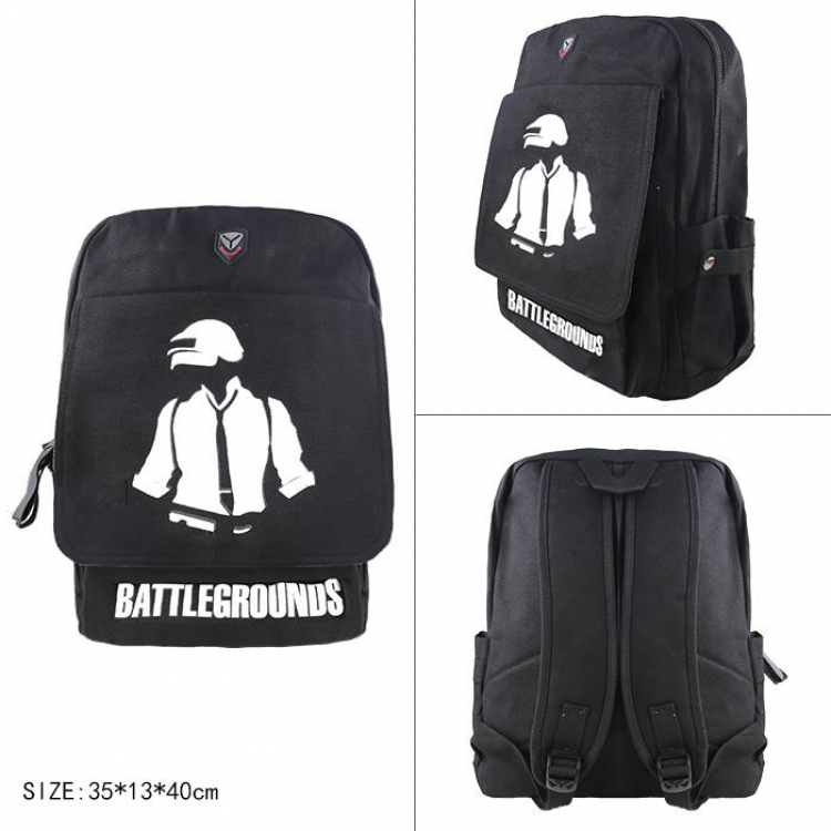 Playerunknowns Batt Character logo Canvas black zipper backpack 35X13X40CM