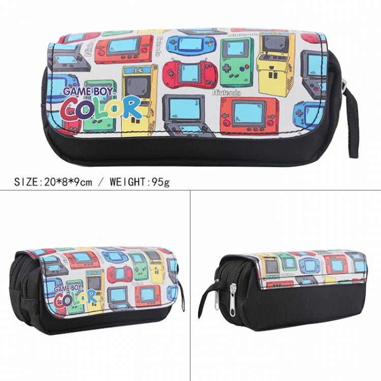 Nintendo PS Game machine handle button pattern Double layer zipper multicolor Pencil Bag C Style 20X8X9CM