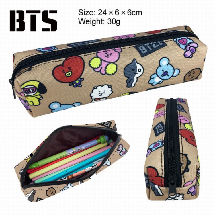 BTS Style 1 canvas Single layer zipper Small Pencil Bag A total of 3 Style 24X6X6CM