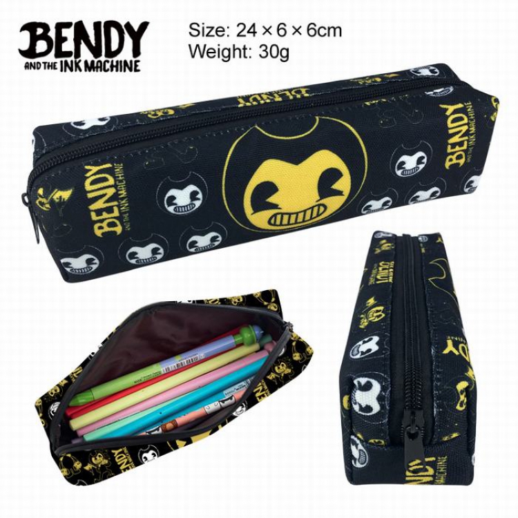 Bendy and the ink machine Style 1 canvas Single layer zipper Small Pencil Bag 24X6X6CM