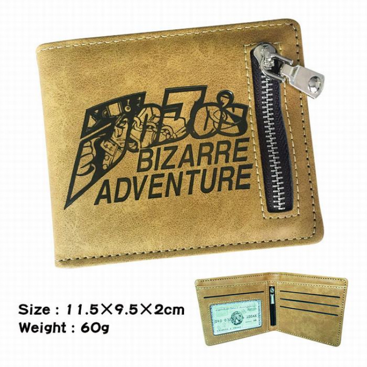 JoJos Bizarre Adventure brown Style 1 fold zipper Short paragraph Leather wallet purse A total of 2 Style 11.5X9.5X2CM