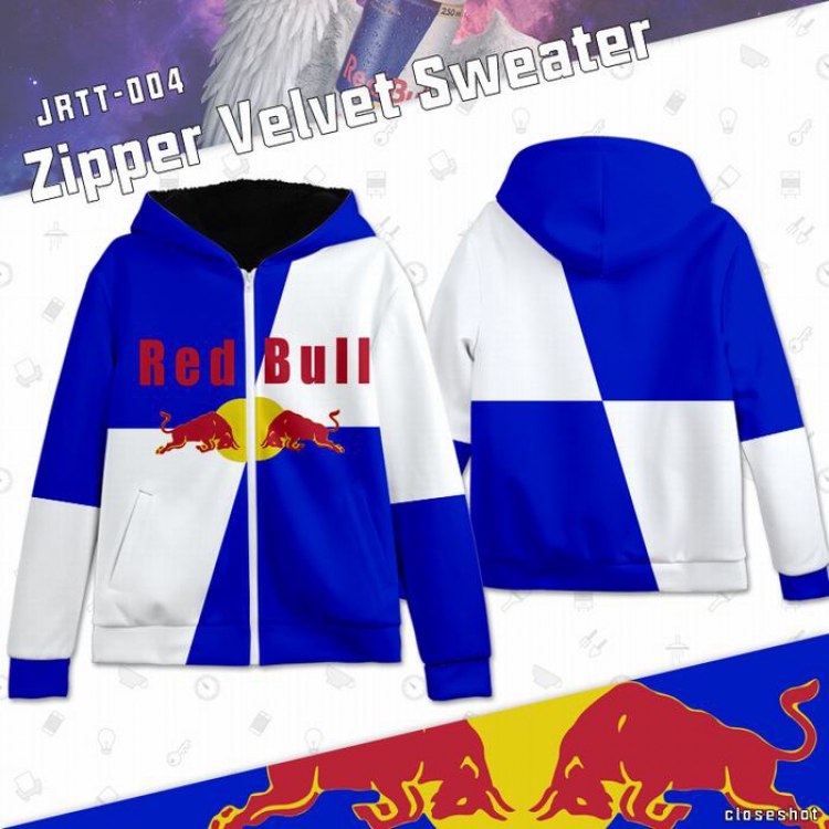 Full Color zipper Plus velvet Sweatshirt S M L XL XXL XXXL JRTT004