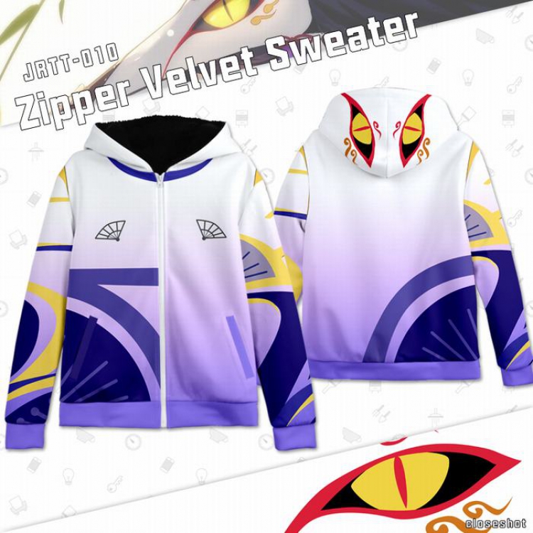 Onmyoji Full Color zipper Plus velvet Sweatshirt S M L XL XXL XXXL JRTT010