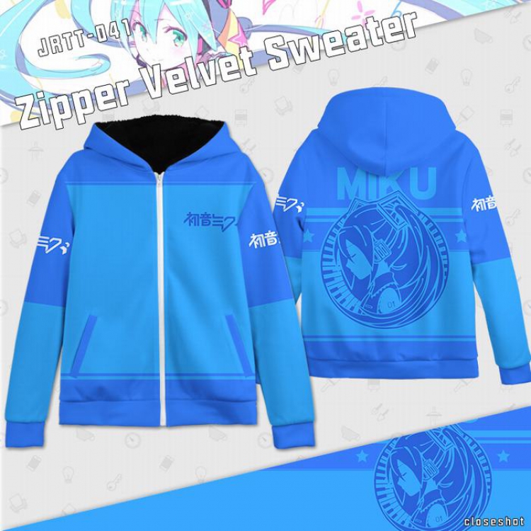 VOCALOID Anime Full Color zipper Plus velvet Sweatshirt S M L XL XXL XXXL JRTT041