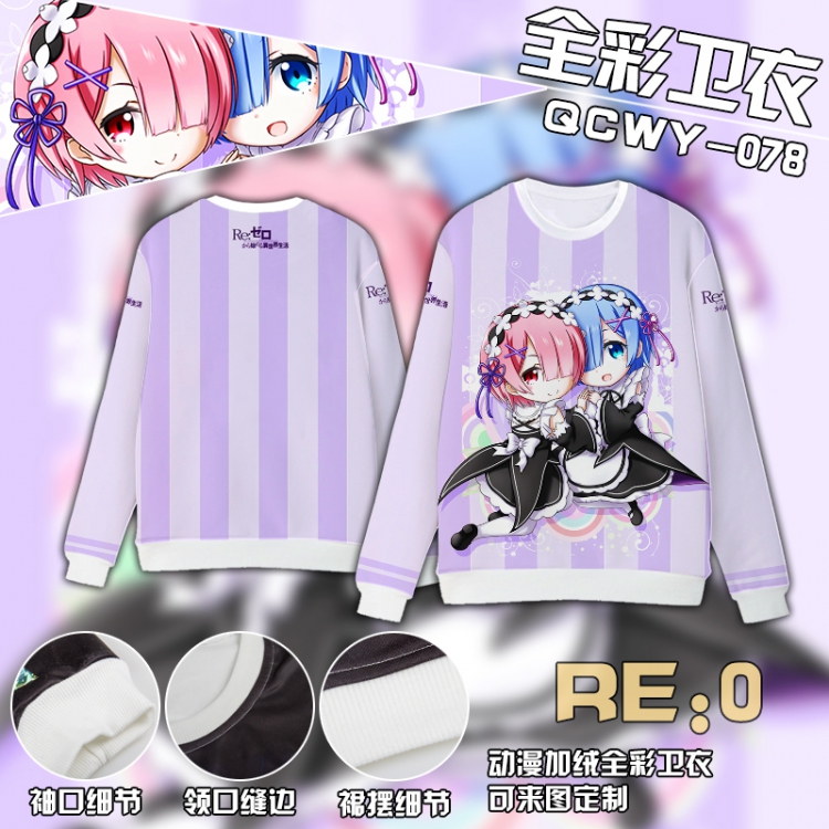 Re:Zero kara Hajimeru Isekai Seikatsu Full Color Plush sweater QCWY078 S M L XL XXL XXL