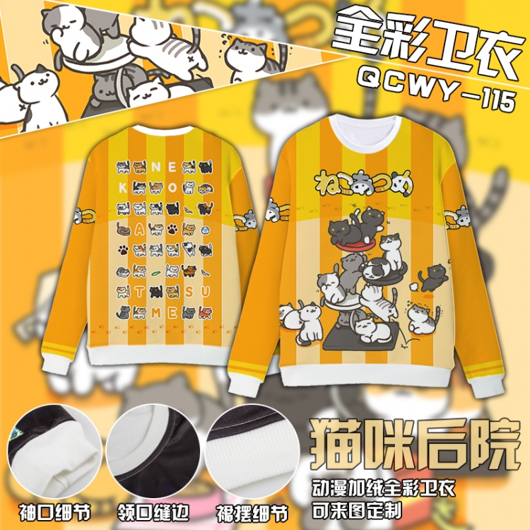 Cat backyard Anime Full Color Plush sweater QCWY115 S M L XL XXL XXL