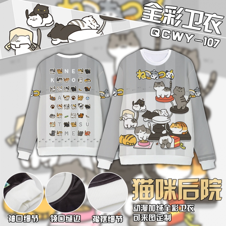 Cat backyard Anime Full Color Plush sweater QCWY107 S M L XL XXL XXL