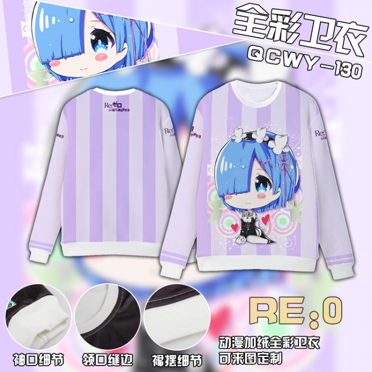 Re:Zero kara Hajimeru Isekai Seikatsu Anime Full Color Plush sweater QCWY130 S M L XL XXL XXL