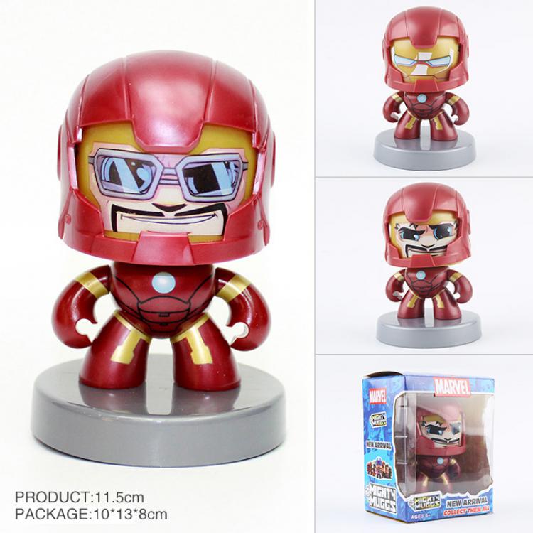 The avengers allianc Q version Change face 3 Expression Iron Man Boxed Figure Decoration With base 11.5CM a box of 240
