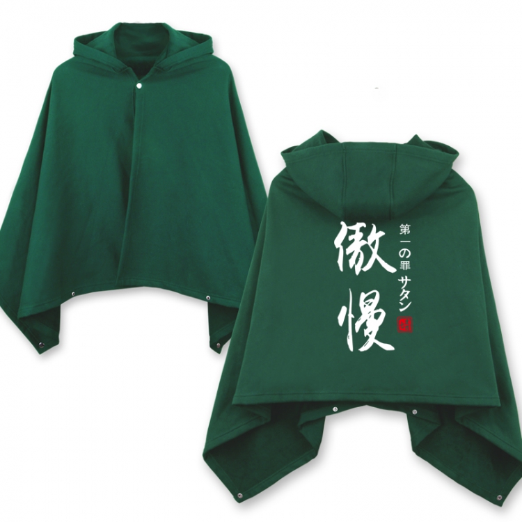 The Seven Deadly Sins Cloak Lion's Sin of Pride Dark green(White word)Not down the cotton Double buckle Hooded One size