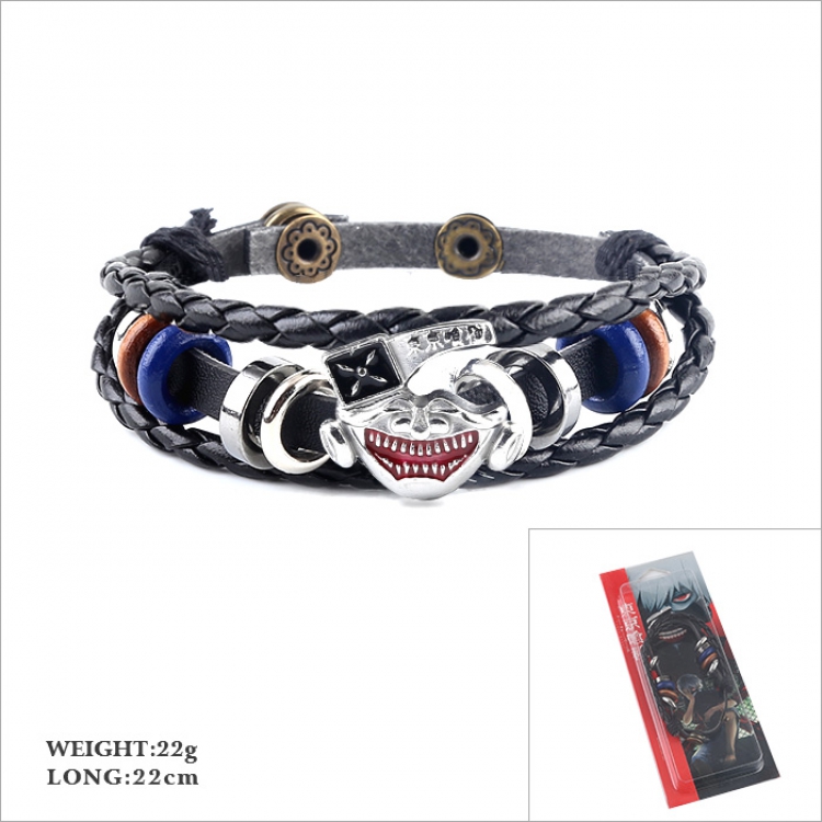 Tokyo Ghoul Multilayer weaving Leather bracelet 22CM 22G