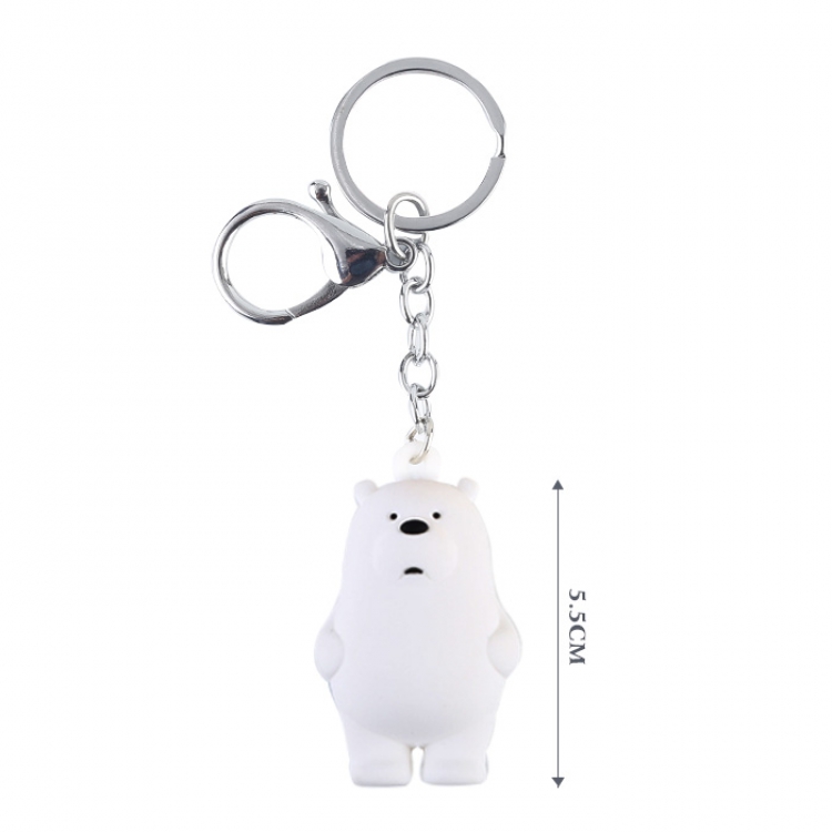 We Bare Bears White Three-dimensional pendant  Keychain 5.5CM