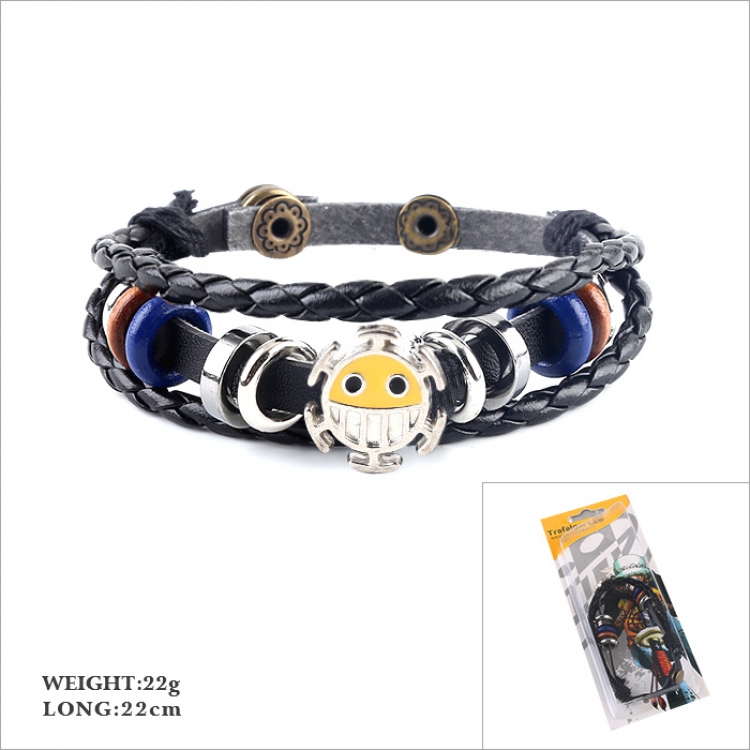 One Piece Trafalgar D Water Law Multilayer weaving Leather bracelet 22CM 22G