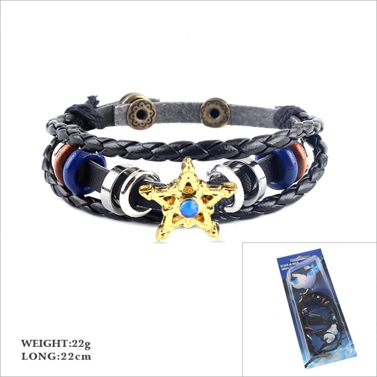 Black Rock Shooter Multilayer weaving Leather bracelet 22CM 22G